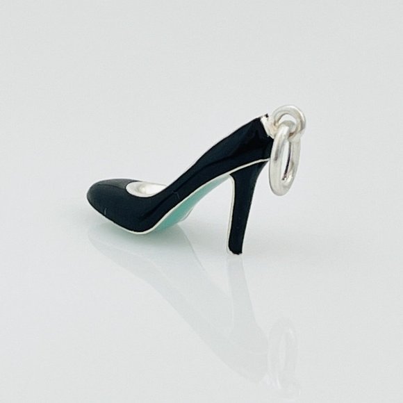 Tiffany Stiletto High Heel Shoe Charm in Blue Black Enamel and Sterling Silver - Picture 2 of 5